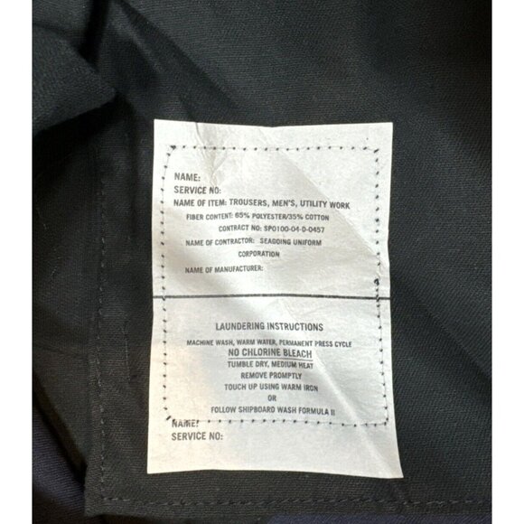 Military Trousers Utility Pants Mens 38x30 Blue Uniform DSCP Quarterdeck NEW - Picture 5 of 8